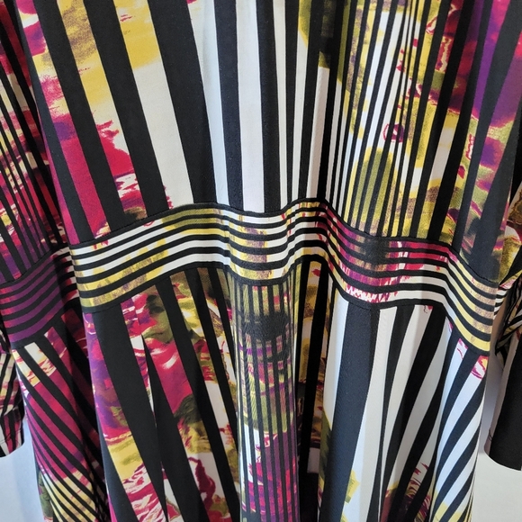 Ashley Stewart Multicolor Striped Floral Maxi Dress Sz 34/36 Long Sleeve Stretch - Picture 3 of 12